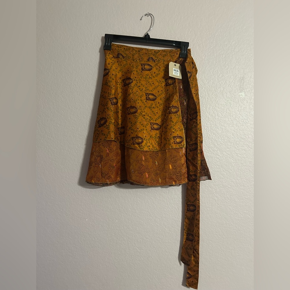 NWT Short Silk Wrap Skirt
